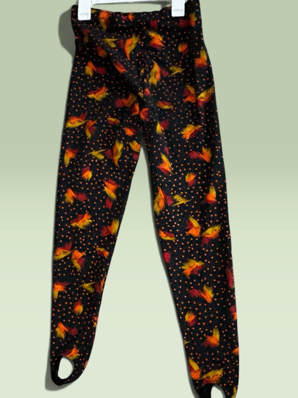 Vintage 1980s the body co. Black Floral Stirrup Leggings